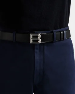 B Bold 35 mm Verstellbarer Wendegürtel Aus Leder In Schwarz Und Marineblau
