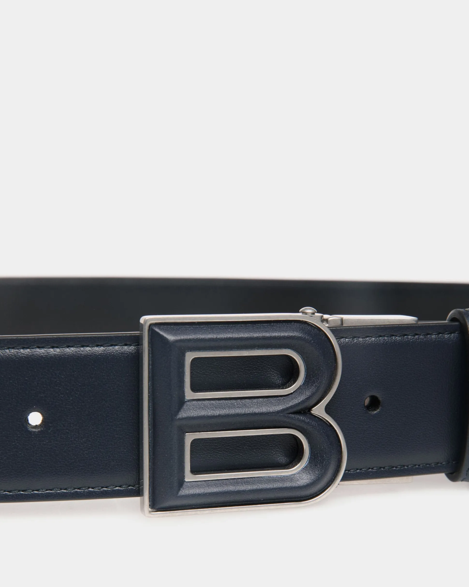 B Bold 35 mm Verstellbarer Wendegürtel Aus Leder In Navy Blue Und Schwarz
