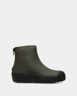 Bally Curling Stiefelette Aus Gummiertem Leder In Military Green