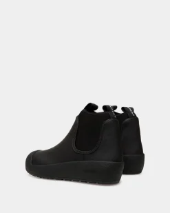 Bally Curling Stiefelette Aus Schwarzem Gummiertem Leder
