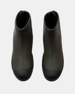 Bally Curling Stiefelette Aus Gummiertem Leder In Military Green