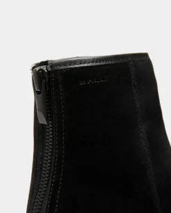 Bally Curling Stiefelette Aus Schwarzem Veloursleder