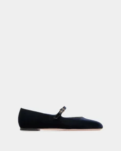Ballyrina Ballerina Aus Samt In Navy Blue