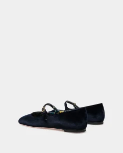 Ballyrina Ballerina Aus Samt In Navy Blue
