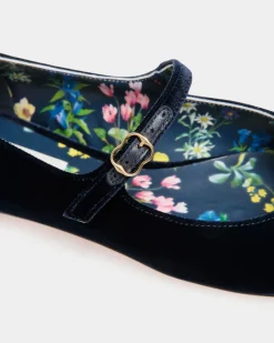 Ballyrina Ballerina Aus Samt In Navy Blue