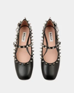 Ballyrina Mary-Jane Flat In Black Leather
