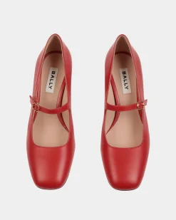 Ballyrina Mary-Jane Pumps Aus Leder In Candy Red