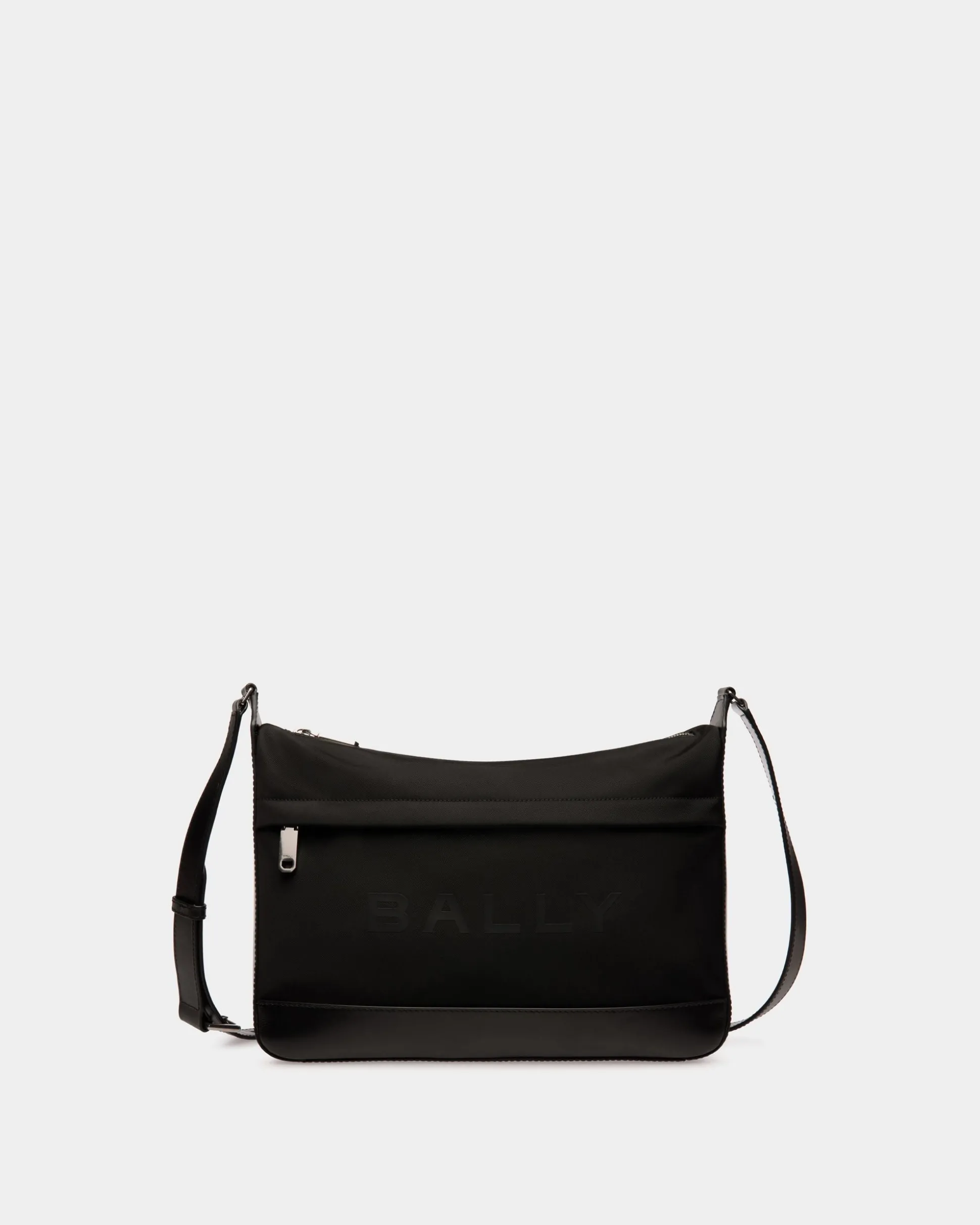 Bar Umhängetasche Aus Nylon Und Leder In Schwarz