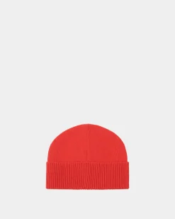 Beanie Aus Wolle In Candy Red Mit Logo