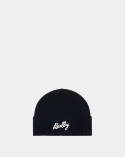 Beanie Aus Wolle In Navy Blue Mit Logo