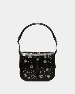 Beckett Crossbody Bag In Black Leather with Studs