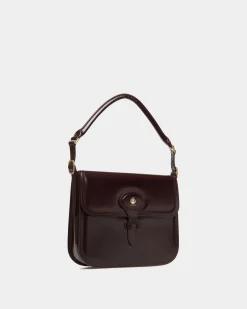 Beckett Schultertasche Aus Gebürstetem Leder In Dunklem Bordeaux