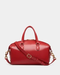 Beckett Top Handle Bag In Red Leather