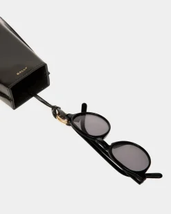 Belle Sonnenbrillenetui Aus Gebürstetem Leder In Schwarz