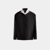 Blazer Mit Kontrastierendem Kragen Aus Schwarzer Seidenmischung