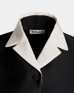 Blazer Mit Kontrastierendem Kragen Aus Schwarzer Seidenmischung