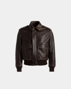 Bomberjacke Aus braunem Leder