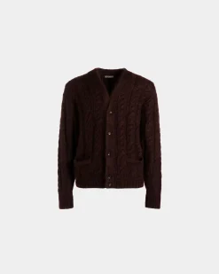 Cardigan Aus Braunem Mohair Und Seide