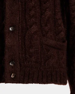Cardigan Aus Braunem Mohair Und Seide