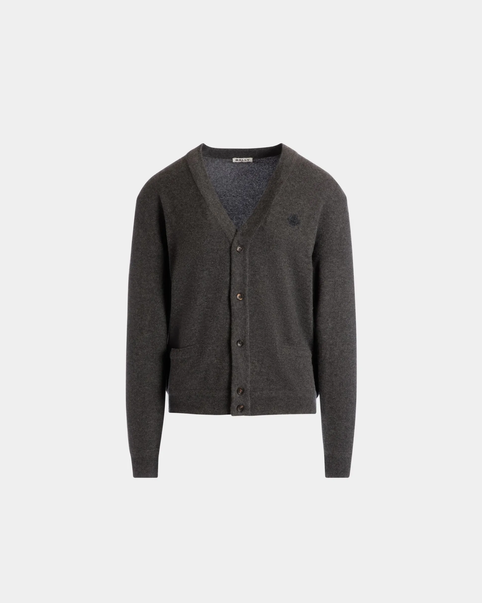 Cardigan Aus Kaschmir In Dunkelgrau Mit Bally Crest-Logo