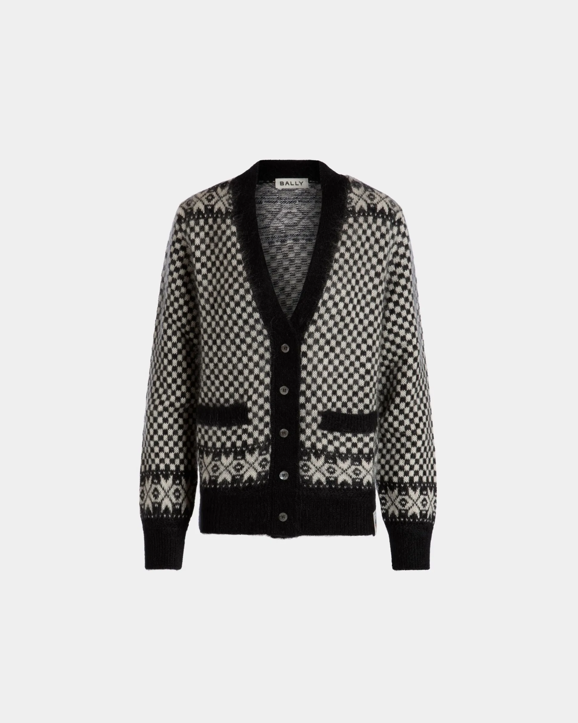 Cardigan Aus Mohair Und Seide In Schwarz Und Weiß