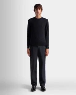 Chino-Hose Aus Einer Wollmischung In Navy Blue Aus Der Adrien Brody Travel-Kollektion
