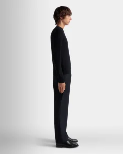 Chino-Hose Aus Einer Wollmischung In Navy Blue Aus Der Adrien Brody Travel-Kollektion