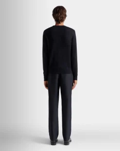 Chino-Hose Aus Einer Wollmischung In Navy Blue Aus Der Adrien Brody Travel-Kollektion