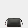 Code Kleine Messenger-Tasche Aus Genarbtem Schwarzem Leder