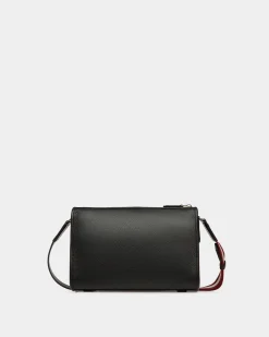 Code Kleine Messenger-Tasche Aus Genarbtem Schwarzem Leder