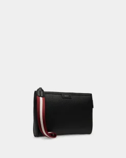Code Pochette Aus Genarbtem Leder In Schwarz