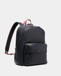 Code Rucksack Aus Genarbtem Leder In Marineblau
