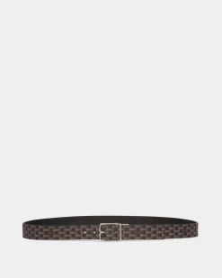 Country 35 mm Verstellbarer Wendegürtel Aus Leder In Schwarz Mit Pennant-Motiv