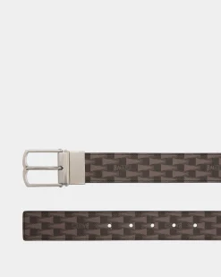 Country 35 mm Verstellbarer Wendegürtel Aus  Leder In Schwarz Mit Pennant-Motiv