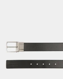 Country 35 mm Verstellbarer Wendegürtel Aus Leder In Schwarz Mit Pennant-Motiv