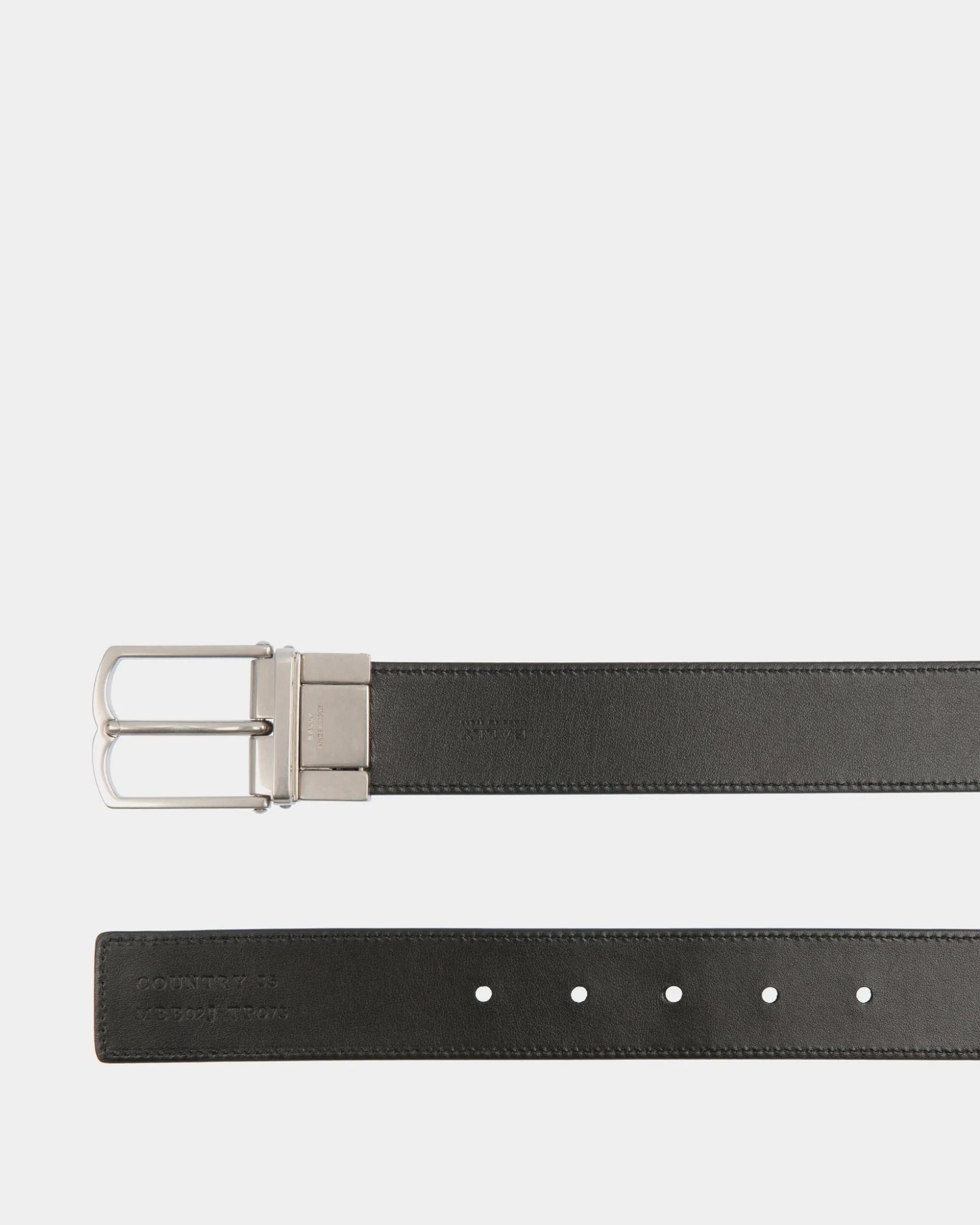 Country 35 mm Verstellbarer Wendegürtel Aus Leder In Schwarz Mit Pennant-Motiv