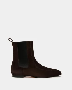 Daily Emblem Bootie Aus Veloursleder In Ebenholzschwarz