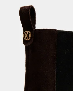 Daily Emblem Bootie Aus Veloursleder In Ebenholzschwarz