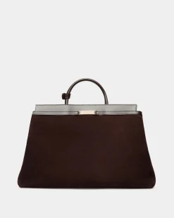 Deco Reisetasche Aus Veloursleder Und Leder In Ebenholz