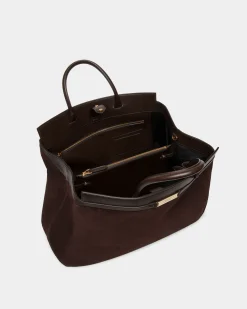 Deco Reisetasche Aus Veloursleder Und Leder In Ebenholz