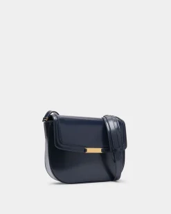 Deco Umhängetasche Aus Gebürstetem Leder In Navy Blue