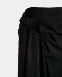 Drapierter Langer Rock Aus Fließendem Twill In Schwarz