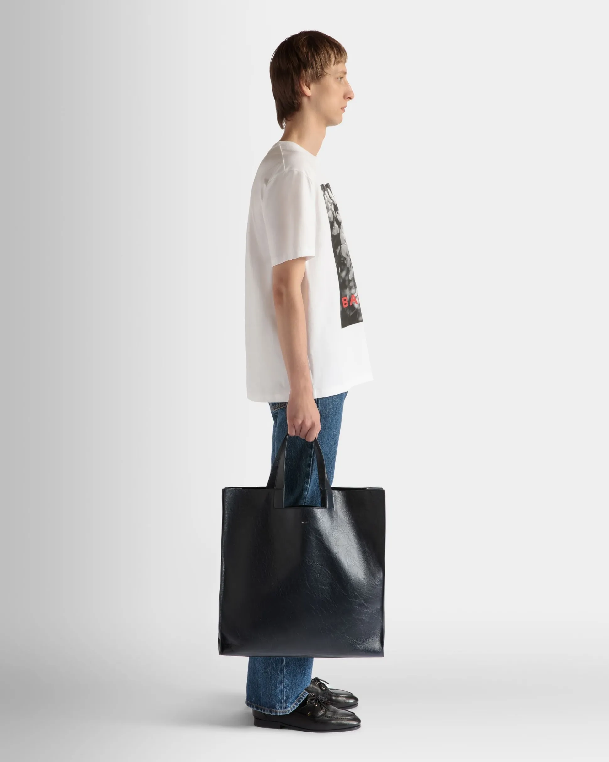 Easy Bally Tragetasche Aus Leder In Schwarz