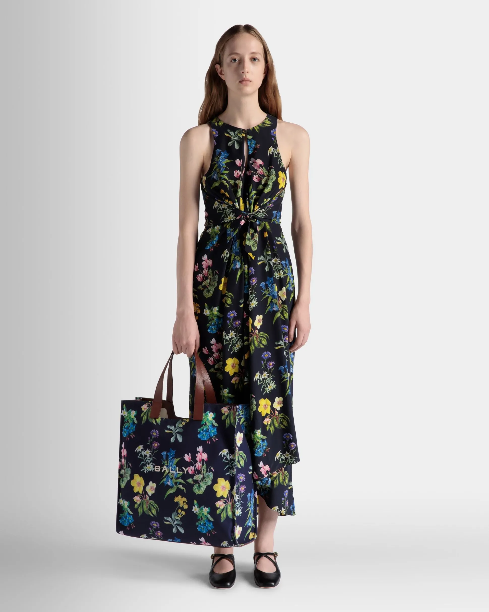 Easy Bally Tragetasche Für Damen Aus Canvas Und Leder Mit Mountain Flower-Print