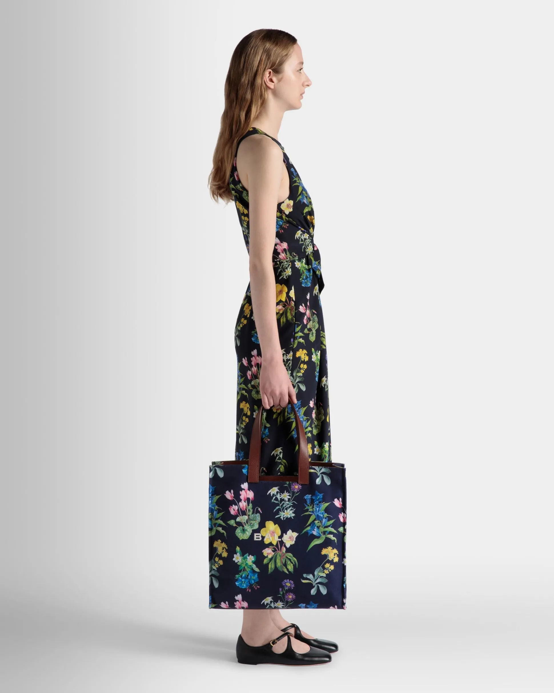 Easy Bally Tragetasche Für Damen Aus Canvas Und Leder Mit Mountain Flower-Print