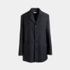 Einreihige Jacke Aus Einer Wollmischung In Navy Blue