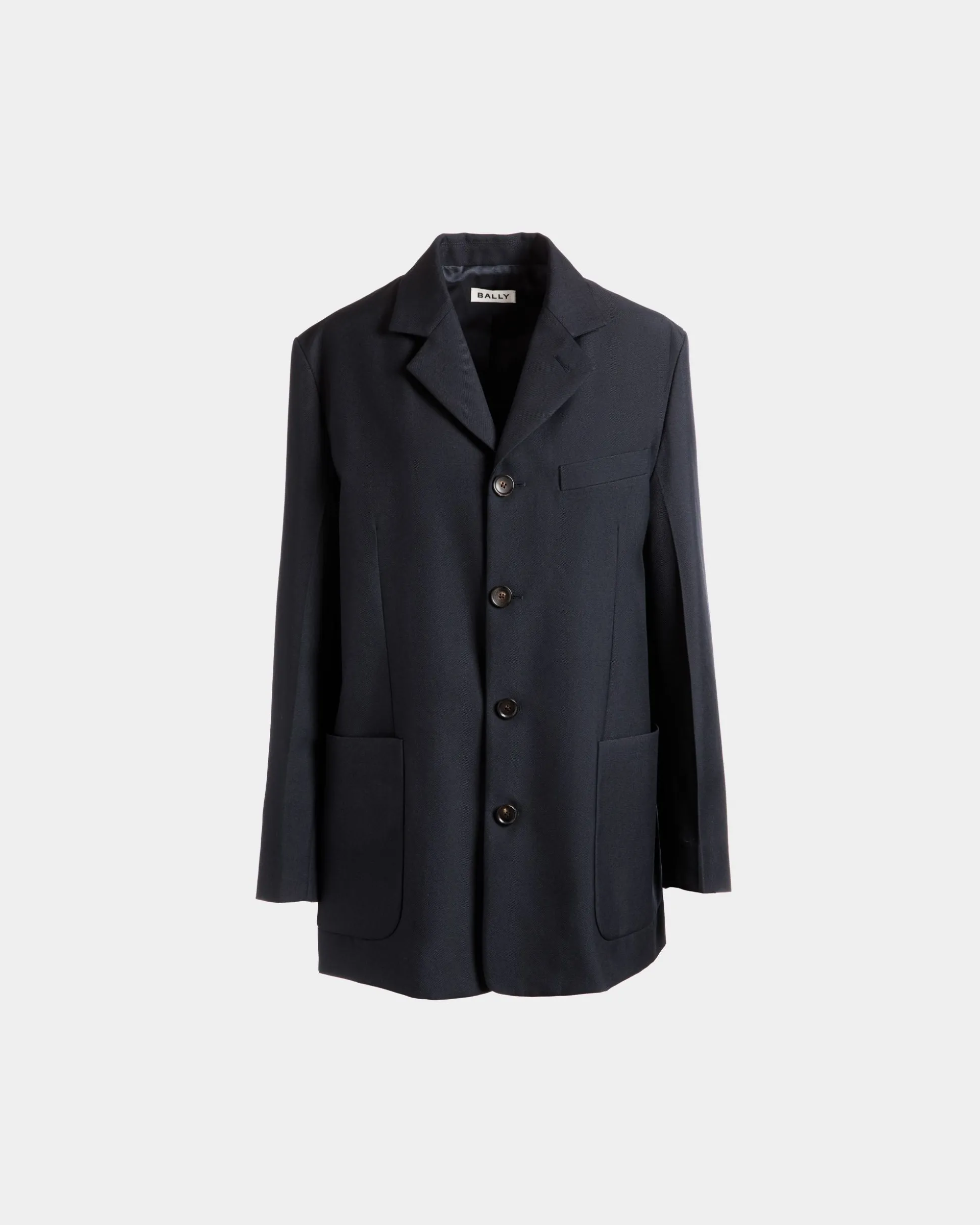 Einreihige Jacke Aus Einer Wollmischung In Navy Blue