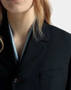 Einreihige Jacke Aus Einer Wollmischung In Navy Blue