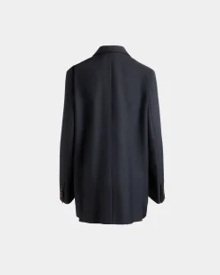 Einreihige Jacke Aus Einer Wollmischung In Navy Blue