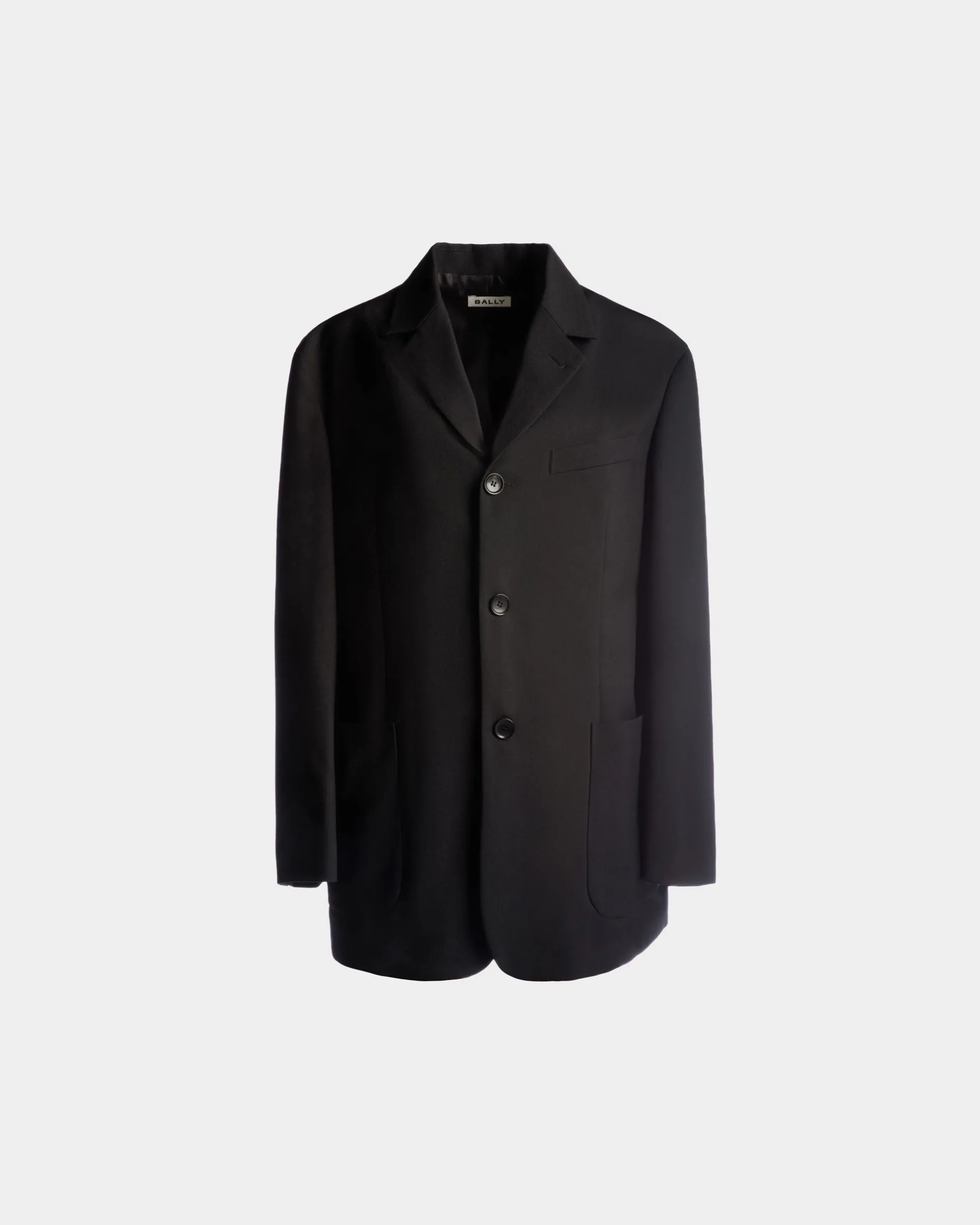 Einreihige Jacke Aus Wolle In Schwarz